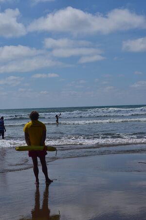 RNLI Lifeguards on duty at Budeのeditorial素材