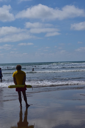 RNLI Lifeguards on duty at Budeのeditorial素材