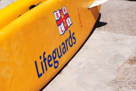 RNLI Lifeguards on duty at Budeのeditorial素材