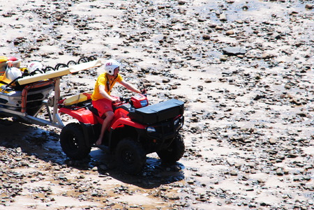 RNLI Lifeguards on duty at Budeのeditorial素材