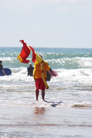RNLI Lifeguards on duty at Budeのeditorial素材