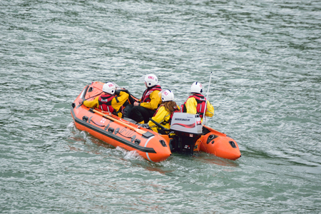 RNLI Lifeboat in the Seaのeditorial素材