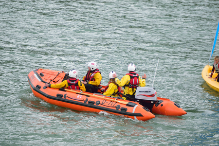 RNLI Lifeboat in the Seaのeditorial素材