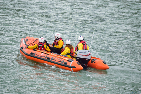 RNLI Lifeboat in the Seaのeditorial素材