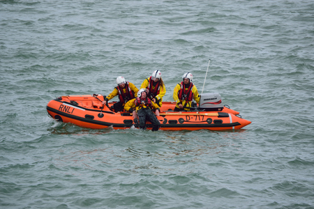 RNLI Lifeboat in the North Devon Seaのeditorial素材