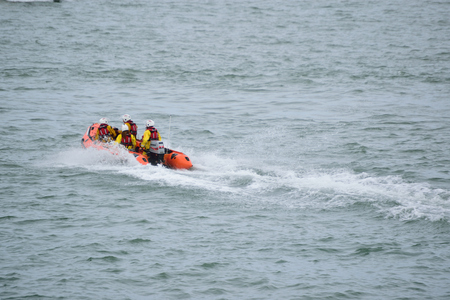 RNLI Lifeboat in the North Devon Seaのeditorial素材