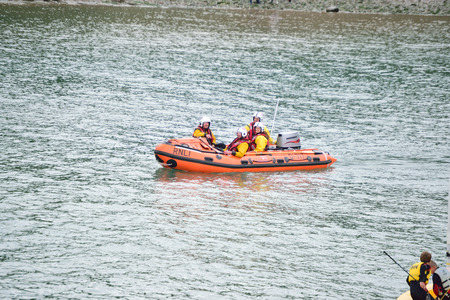 RNLI Lifeboat in the North Devon Seaのeditorial素材