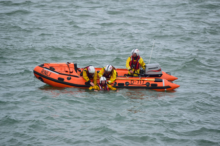 RNLI Lifeboat in the North Devon Seaのeditorial素材