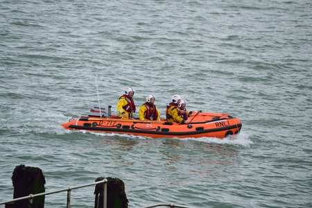 RNLI Lifeboat in the North Devon Seaのeditorial素材