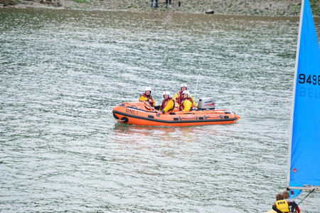 RNLI Lifeboat in the North Devon Seaのeditorial素材