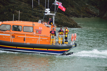 RNLI Lifeboat in the North Devon Seaのeditorial素材