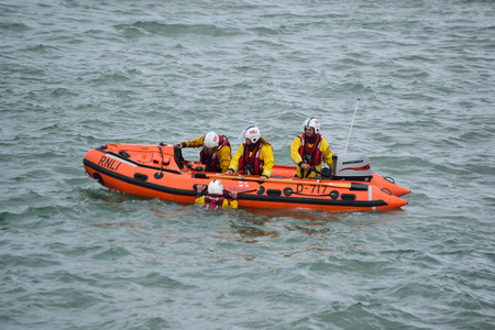 RNLI Lifeboat in the North Devon Seaのeditorial素材