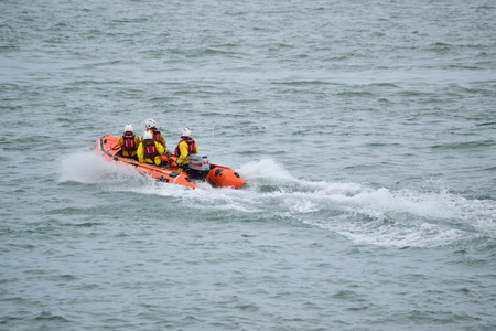 RNLI Lifeboat in the North Devon Seaのeditorial素材