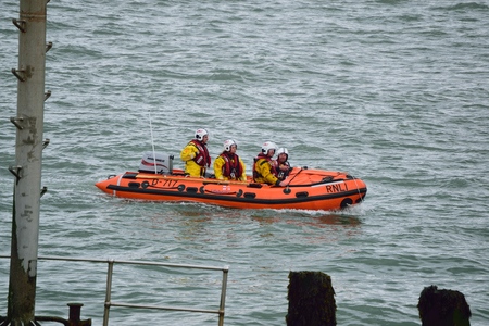 RNLI Lifeboat in the North Devon Seaのeditorial素材