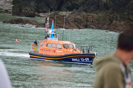 RNLI Lifeboat in the North Devon Seaのeditorial素材