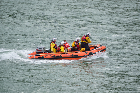RNLI Lifeboat in the North Devon Seaのeditorial素材