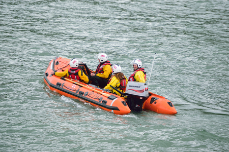 RNLI Lifeboat in the North Devon Seaのeditorial素材