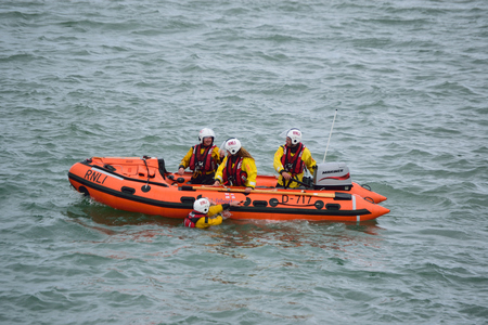 RNLI Lifeboat in the North Devon Seaのeditorial素材