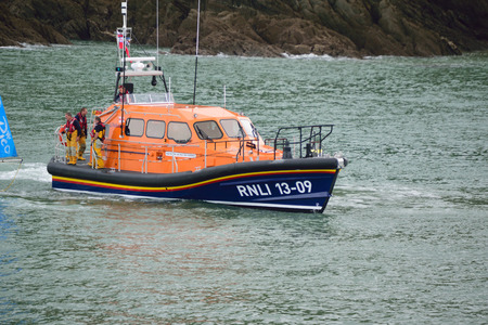 RNLI Lifeboat in the North Devon Seaのeditorial素材