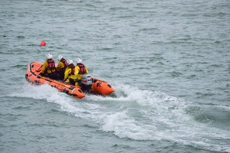 RNLI Lifeboat in the North Devon Seaのeditorial素材