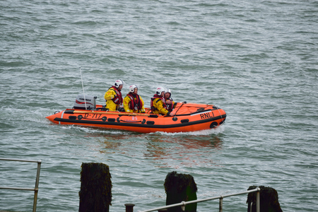 RNLI Lifeboat in the North Devon Seaのeditorial素材