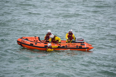 RNLI Lifeboat in the North Devon Seaのeditorial素材