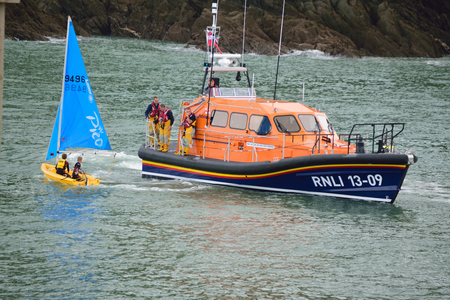 RNLI Lifeboat in the North Devon Seaのeditorial素材