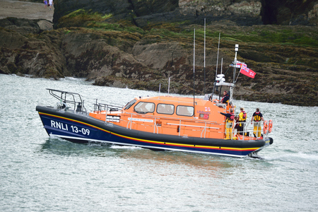 RNLI Lifeboat in the North Devon Seaのeditorial素材