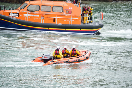 RNLI Lifeboat in the North Devon Seaのeditorial素材