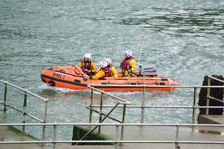 RNLI Lifeboat in the North Devon Seaのeditorial素材