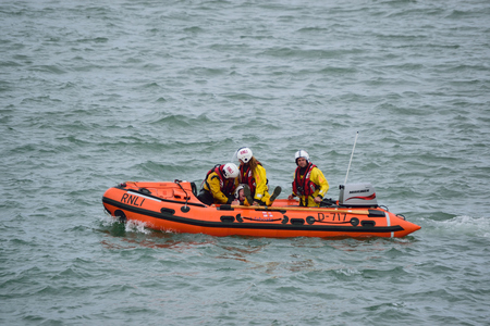 RNLI Lifeboat in the North Devon Seaのeditorial素材