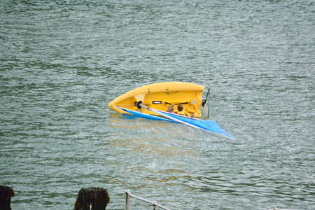 Sailing oat overturned in the seaのeditorial素材