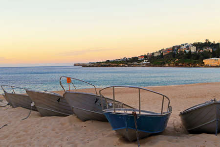 Multiple boats at Coogee beach, Sydney, Australiaの写真素材
