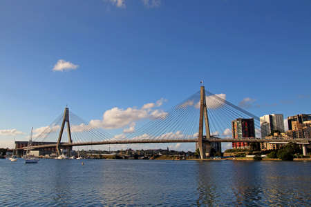 Anzac bridge, Sydney as seen from Blackwattle Bay.のeditorial素材