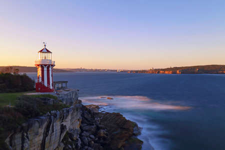 Hornsby lighthouse during sunset, Watsons Bay, Sydney, Australia.の写真素材