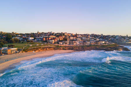 Bronte Beach aerial view in the morning.の写真素材