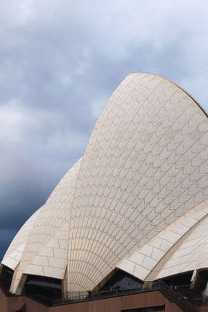 Sydney Opera House close up view with stormy cloudsのeditorial素材