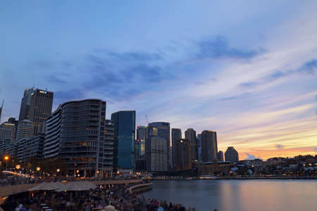 Sydney cityscape view from Opera House after sunset.のeditorial素材