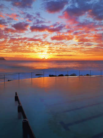 Sunrise at Bronte rock pool, Sydney, Australiaの写真素材