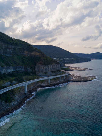 Aerial view of Sea Cliff Bridgeの写真素材