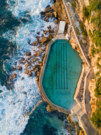 Aerial view of Bronte rock poolの写真素材