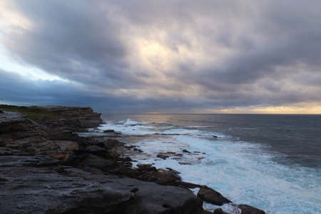 Cloudy view at Maroubra rock cliffの写真素材