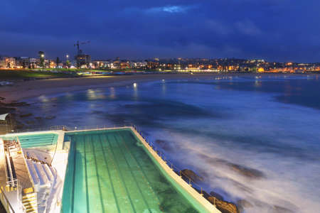 Bondi icebergs pool in a cloudy morning blue hourの写真素材