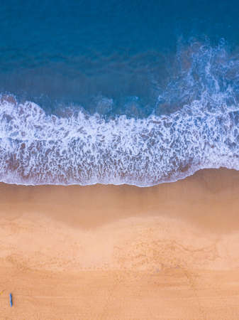 Aerial view of empty beach coastline.の写真素材