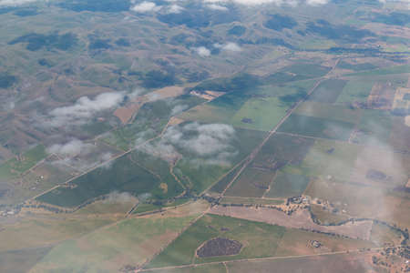 Aerial view of green farming area.の写真素材