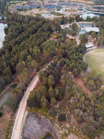Aerial view of dense tree area.の写真素材