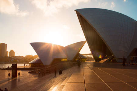 Sydney, Australia - October 12, 2017: Warm sunset light at the iconic Sydney Opera Houseのeditorial素材