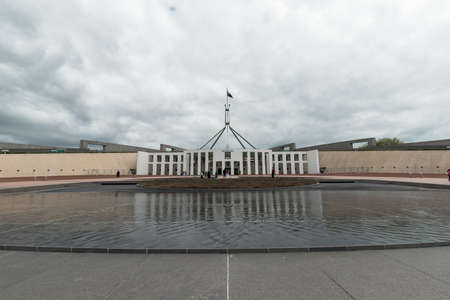 Canberra, Australia - October 14, 2017: A view of Parliament House in a cloudy day.のeditorial素材