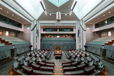 Canberra, Australia - October 14, 2017: A view inside House of Representative chamber in Parlianment House.のeditorial素材