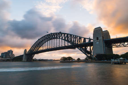 Sydney harbour bridge view during sunset.